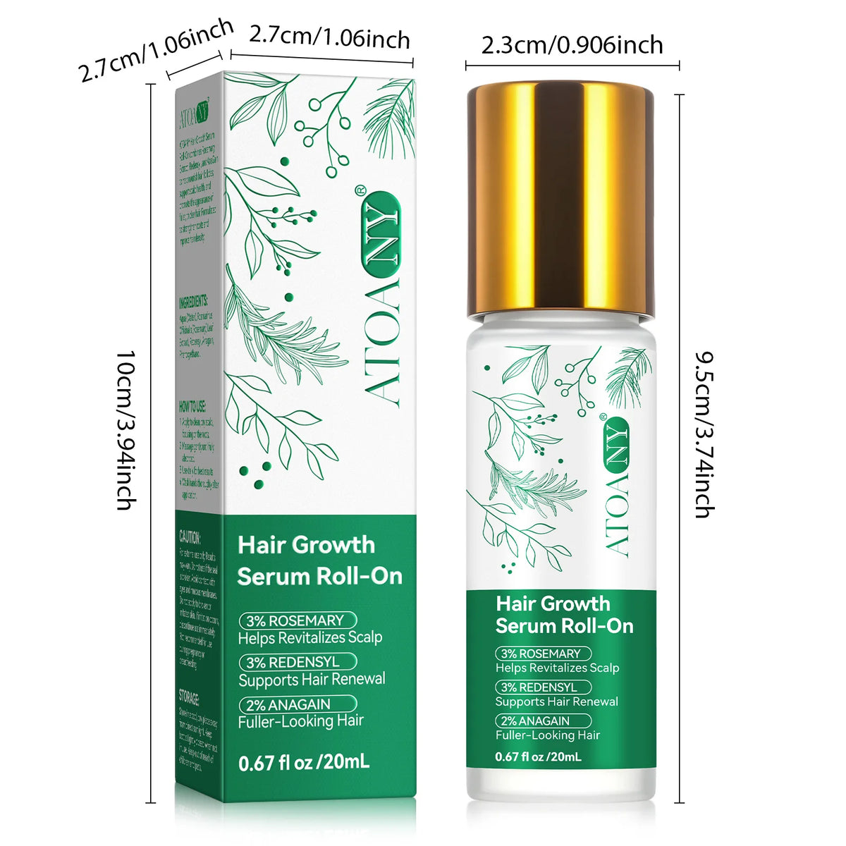 Atoany OEM ODM Hair Scalp Serum Roller Ball with Essential Oil Extracts Nourishing Scalp Care