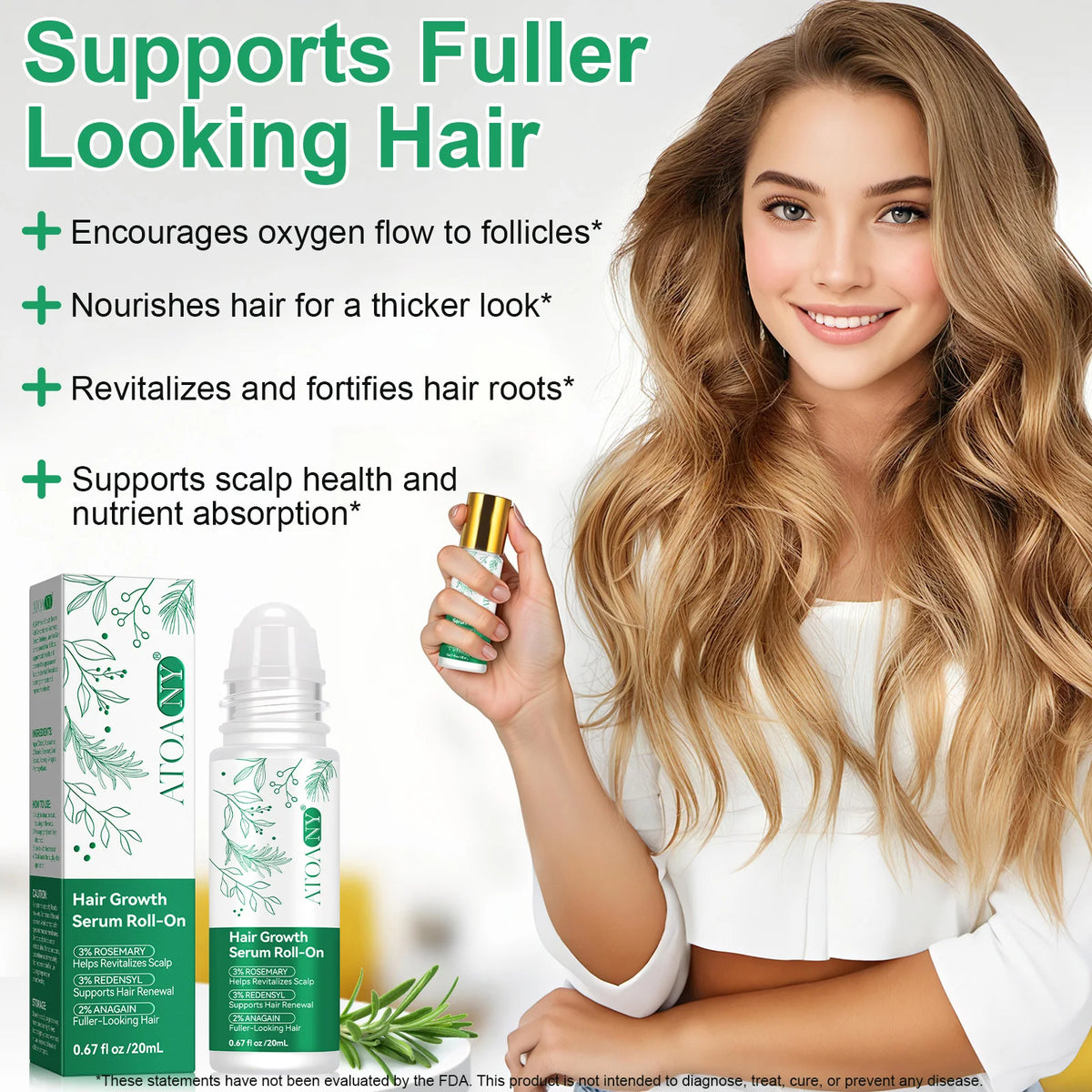 Atoany OEM ODM Hair Scalp Serum Roller Ball with Essential Oil Extracts Nourishing Scalp Care