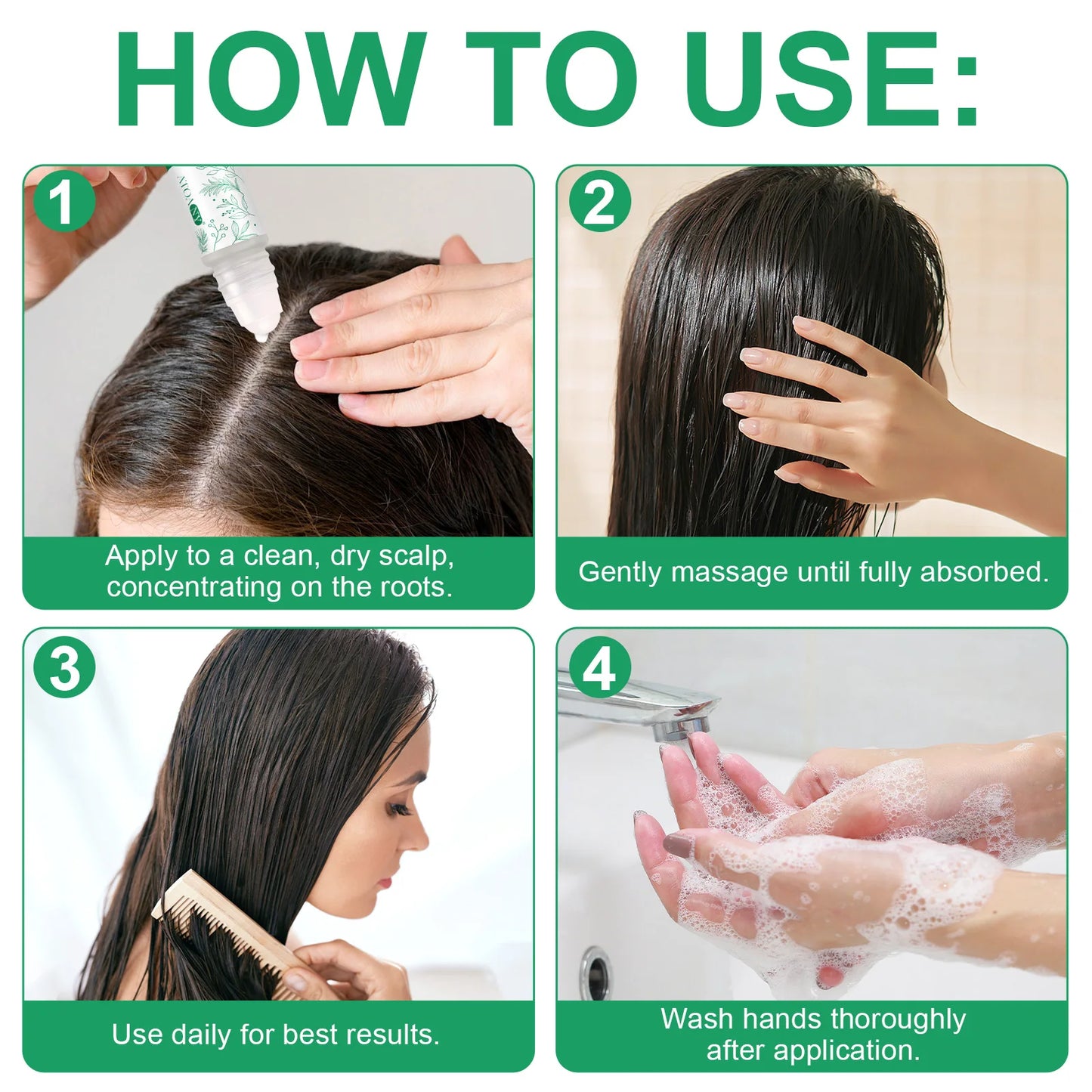 Atoany OEM ODM Hair Scalp Serum Roller Ball with Essential Oil Extracts Nourishing Scalp Care