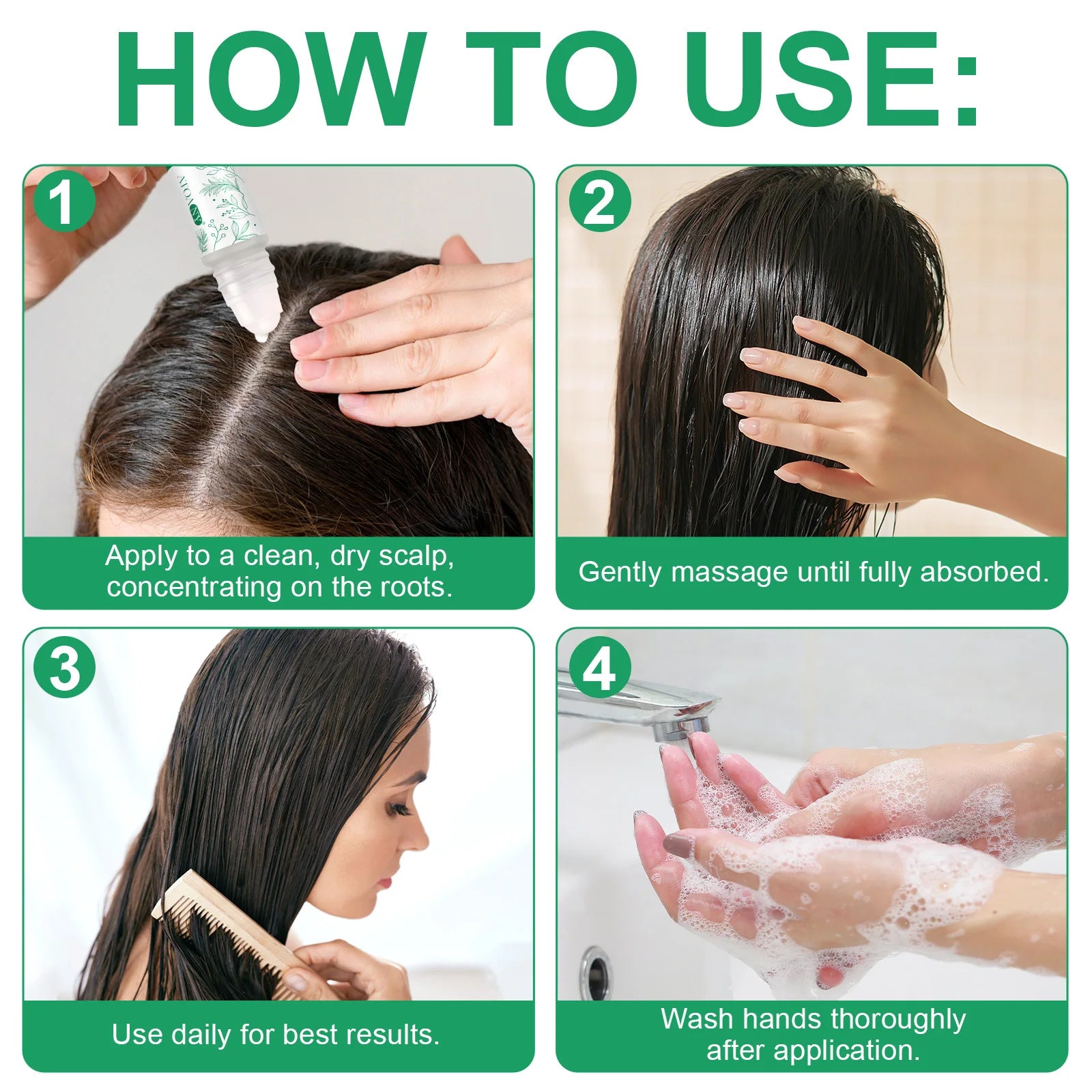 Atoany OEM ODM Hair Scalp Serum Roller Ball with Essential Oil Extracts Nourishing Scalp Care