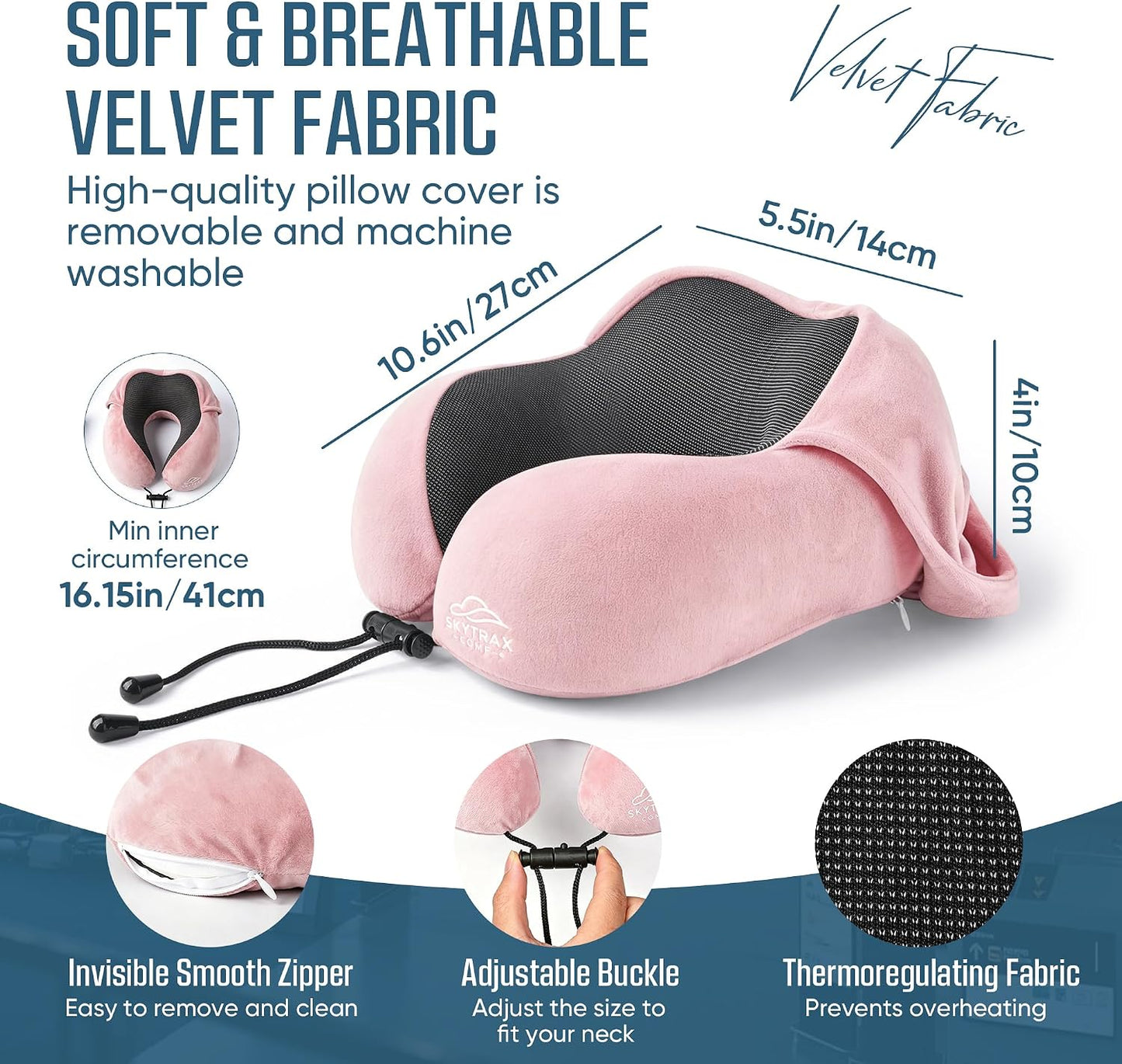 Skytraxcomf® Travel Neck Pillow with Hood for Privacy on Long Flights