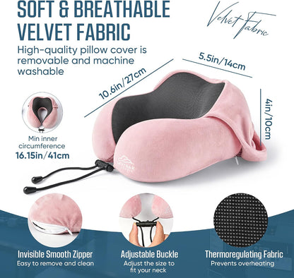 Skytraxcomf® Travel Neck Pillow with Hood for Privacy on Long Flights
