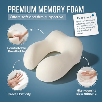Skytraxcomf® Travel Neck Pillow with Hood for Privacy on Long Flights