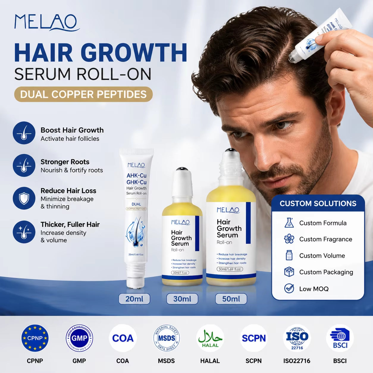 Private Label Hair Roll on Growth Boosting Scalp Serum Hydrating Healthy Rosemary Hair Growth Serum Roll On
